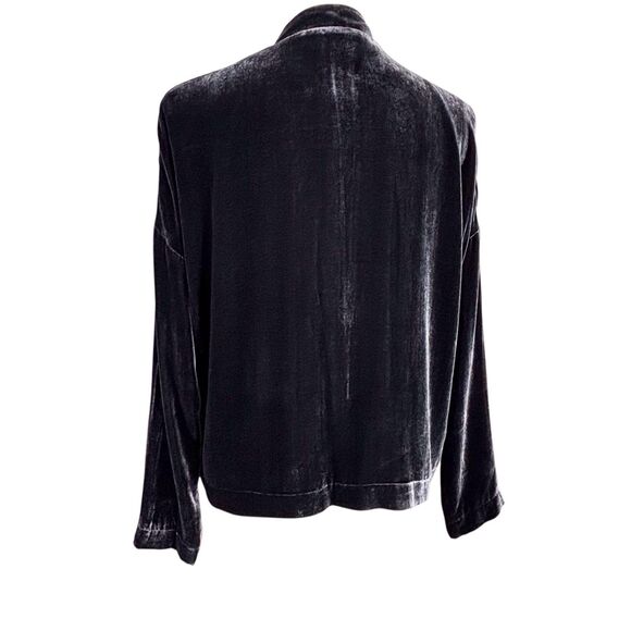 Wrap London Embroidered Cardigan Womens 6 Navy Blue Silk Blend Open Front Drape - Picture 5 of 12